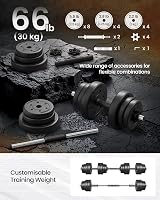 Songmics 2 in 1 Dumbbell Set Barbell 30 kg Includes 8 Plates 4 Spinlocks 2 Bars view 5