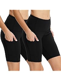 Vogyal Women's 8" Yoga Shorts High Waist Tummy Control Workout Running Shorts with 2 Pockets