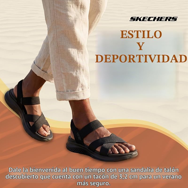 Ultra Flex 3.0-Never Netter Hands Free Slip-ins, Sandalia Mujer, Black Mesh/Gore, 38 EU
