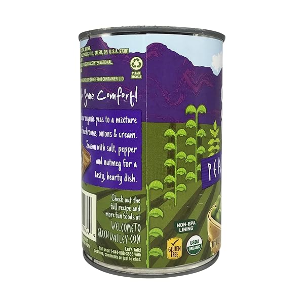 GREEN VALLEY ORGANIC SWEET PEAS, 15 OZ