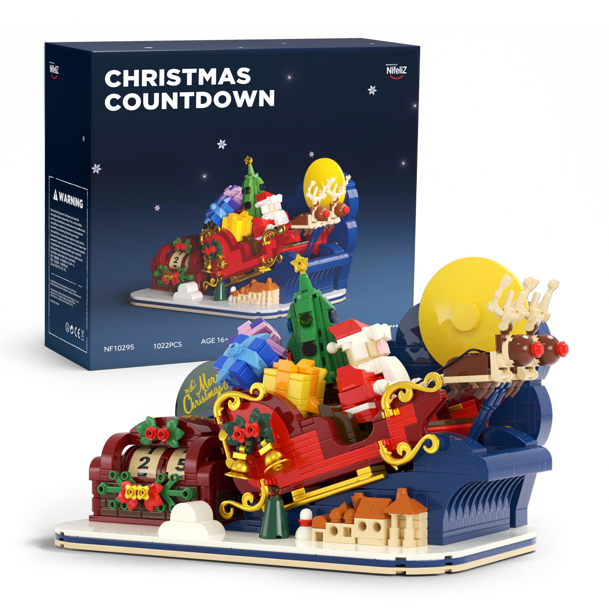 Nifeliz Christmas Countdown Building Set for Adults and Family, Christmas Decoration to Build Together, Holiday Collectible Gift for Home Décor and Office Ornament (1022PCS, NF10295)