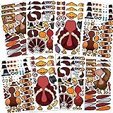Mocossmy Make a Face Stickers Sheets,24 Sheets Make Your Own Turkey Mix and Match Make A Turkey Stickers,DIY Stickers for Kid