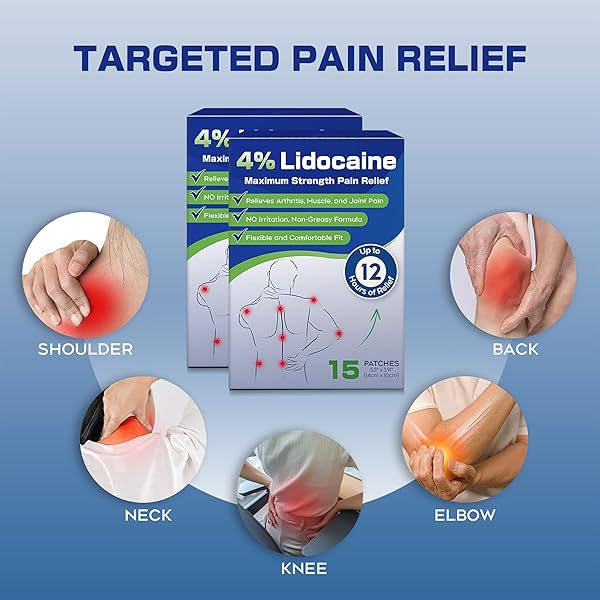 UPOSIUT 4% LIDOCAINE PAIN RELIEF PATCHES 30 COUNT – MAXIMUM STRENGTH, 12 HOUR LONG LASTING, FLEXIBLE & LOW ODOR, FOR BACK, NECK, KNEE & SHOULDER-A01