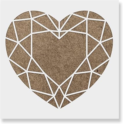 Amazon De Geometrische Herz Schablone Fur Wande Und Basteln Wiederverwendbare Schablonen Von Einer Geometrischen Herz Fur Malerei In Klein Gross Grossen Made In Usa 25 X25