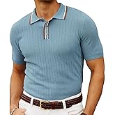 PJ PAUL JONES Mens Knitted Polo Shirts Short Sleeve Textured Pullover Golf Polo T Shirts
