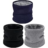 HOPSOOKEN 3 Pack Neck Warmer Gaiters for Men Women Windproof Warm Thermal Fleece Face Ski Mask Winter Scarf for Cold Weather