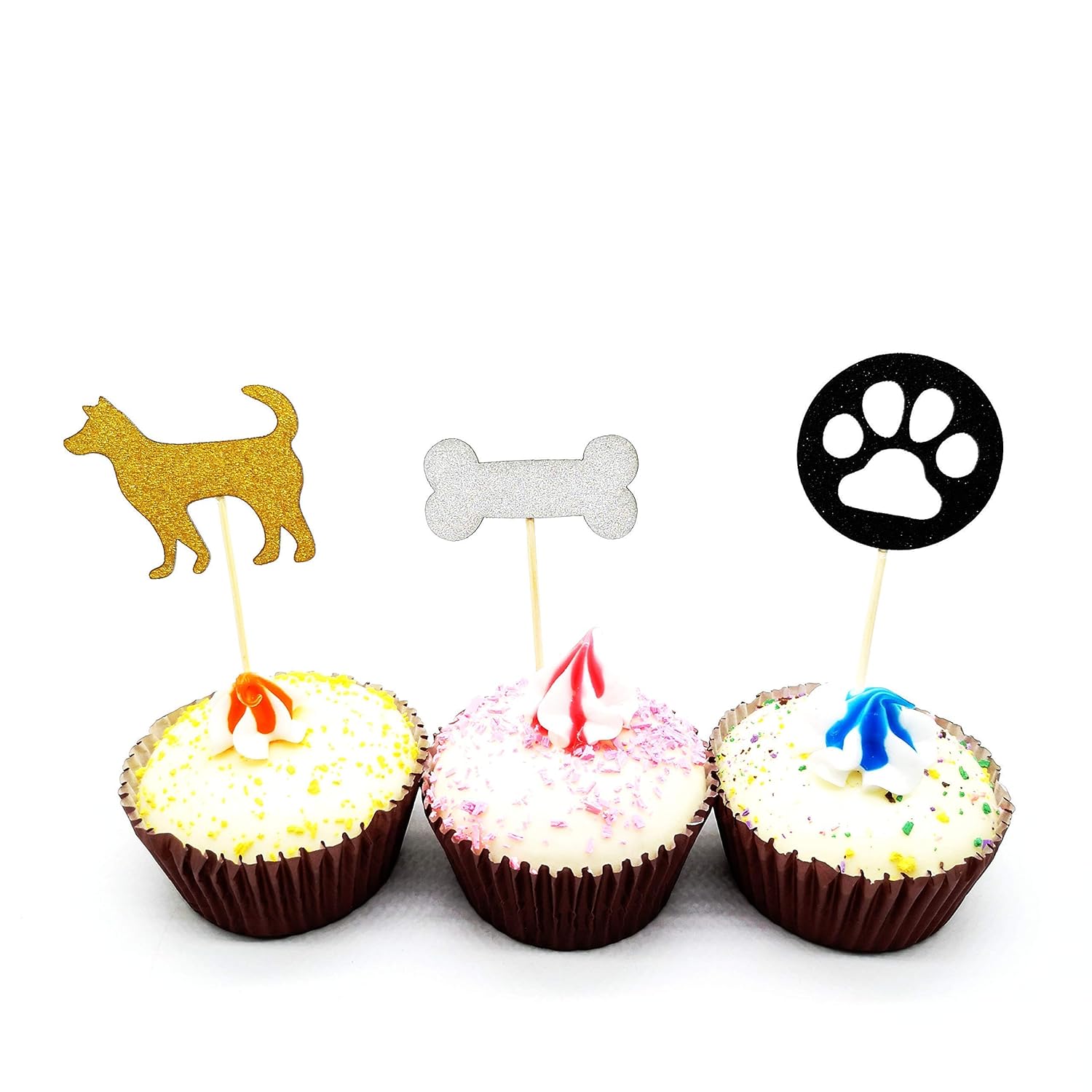 Amazon Com Dog Cupcake Toppers Dog Bone Cupcake Toppers Dog Paw