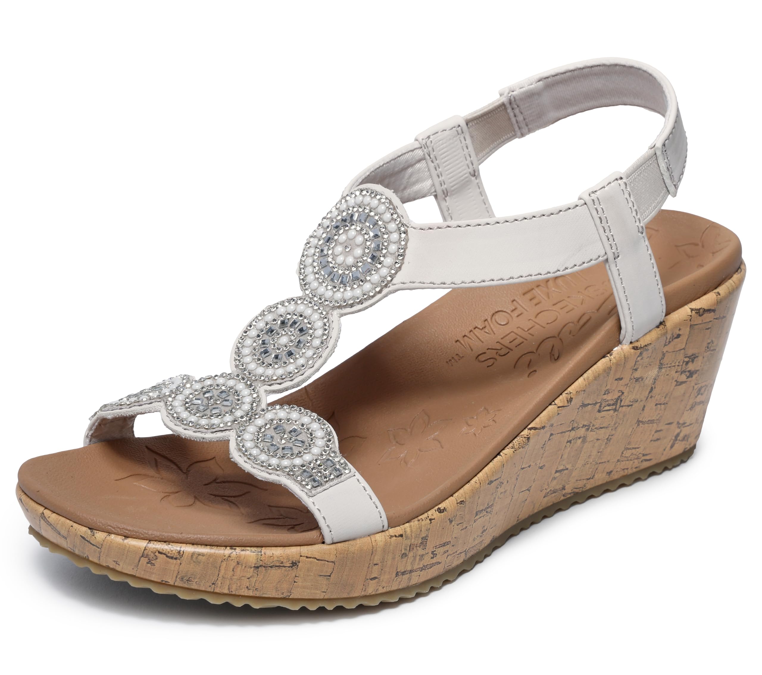 Skechers womens Beverlee – Date Glam Sandal , Off White , 11 medium US