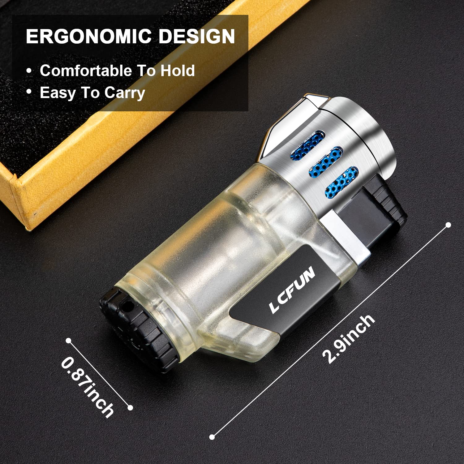 LcFun Torch Lighter 2 Pack Cigar Lighter Refillable Butane Lighter for