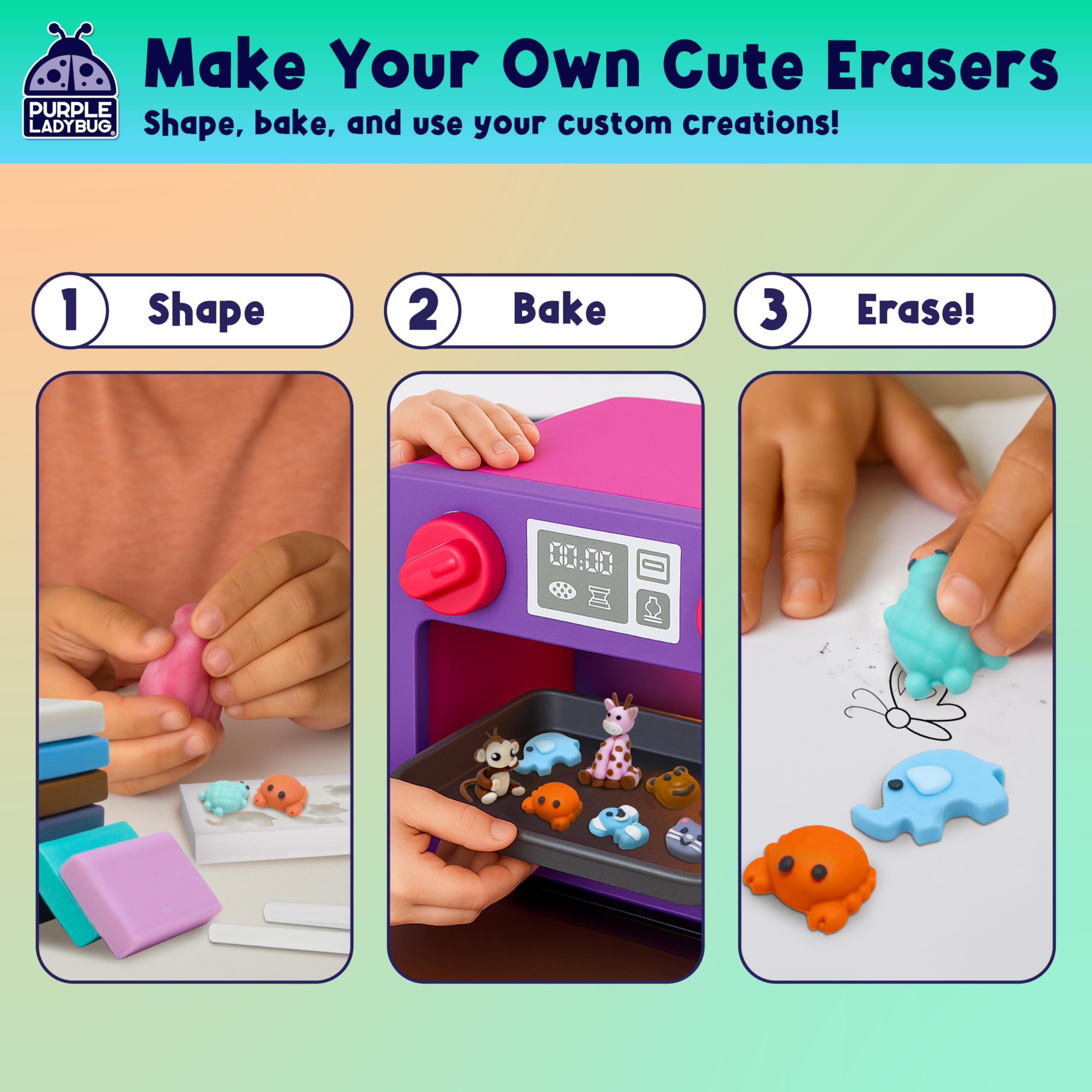 DIY Clay Cute Mini Eraser Kit for Kids - Birthday Christmas Gifts for 4 5 6 7 8 9 10 11 12 Girls & Boys - Students Desk Pet Animals Make Your Own Erasers Kit, Arts and Crafts for Kids Ages 8-12 4-8