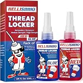 Thread Lock Blue and Red, Medium and Strong Strength Threadlocker, Thread Locker for Nuts, Bolts, Fasteners and Metals, Anaerobic Curing Screw Glue to Prevent Loosening (Blue and Red)
