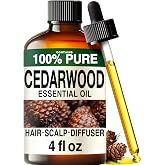 100% Pure Cedarwood Essential Oil 4 Fl Oz with Dropper for Hair and Skin | Cedarwood Oil for Diffuser, Aromatherapy &amp; Bath Blends - GC/MS Tested, Undiluted Cedarwood