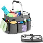 PGmoon Cleaning Caddy Organizer with Handle,Grey | Cleaning Tote Bag with Multiple Pockets for Cleaning Supplies, Products St