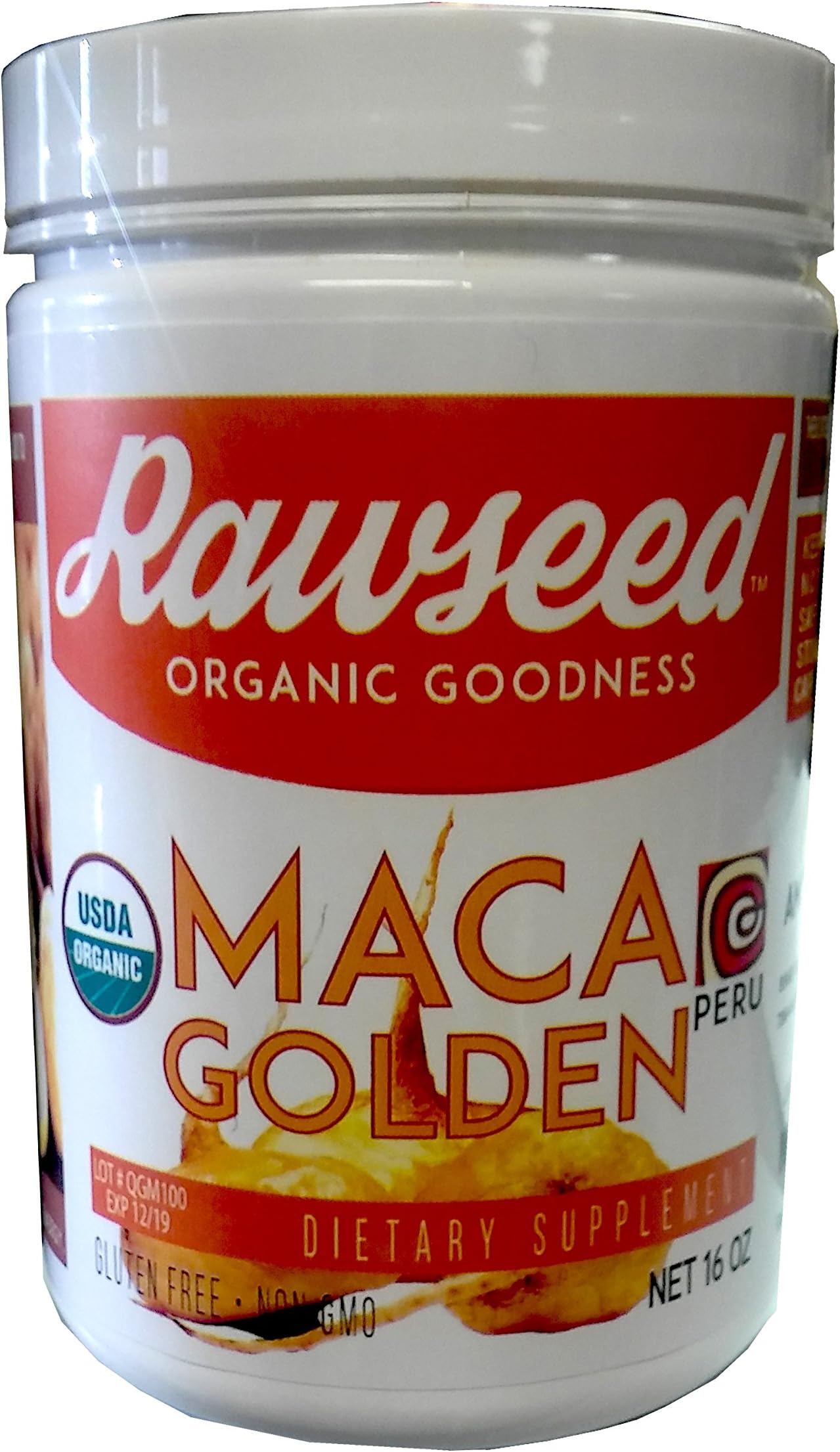 Rawseed Organic Certified Golden Maca Powder 1 lb Gelatinized for Enhanced Bioavailability Peruvian 100% Premium Quality Non Irradiated Non sulfites No Anti Caking Ingredients …