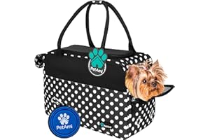 PetAmi Dog Purse Carrier for Small Dogs, Airline Approved Soft Sided Pet Carrier with Pockets, Ventilated Dog Carrying Bag for Puppy Cat, Dog Travel Supplies Bag, Sherpa Bed, Max 12 lbs, Polka Dot