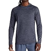 Gaiam Mens Power Long Sleeve Crewneck Top, Standard Fit, Stretch Heavyweight Fleece Material