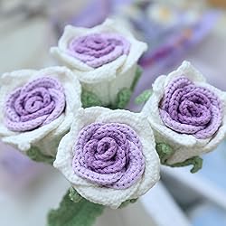 YOOJEE Crochet Purple Ombre Rose Tulip Bouquet