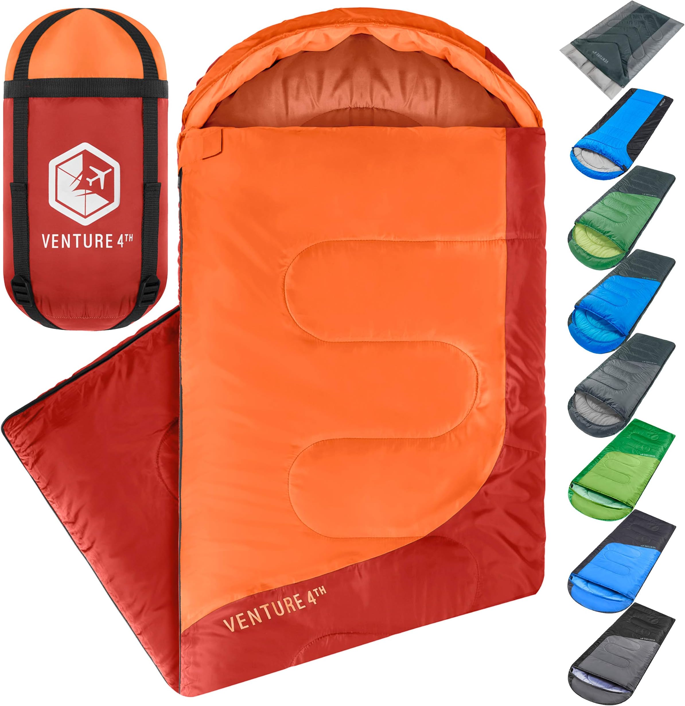 VENTURE 4TH Backpacking Sleeping Bag – Lightweight Warm & Cold Weather Sleeping Bags for Adults, Kids & Couples – Ideal for Hiking, Camping & Outdoor Adventures – Single, XXL and Double Sizes
