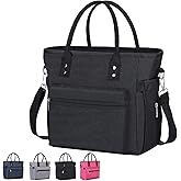LARCISO Insulated Lunch Bag, Durable Lunch Tote Bag with Adjustable and Detachable Shoulder Strap, Leakproof Lunchbox for Women Men Adults, Thermal Lunch Box Container for Office Picnic Hiking(Black)