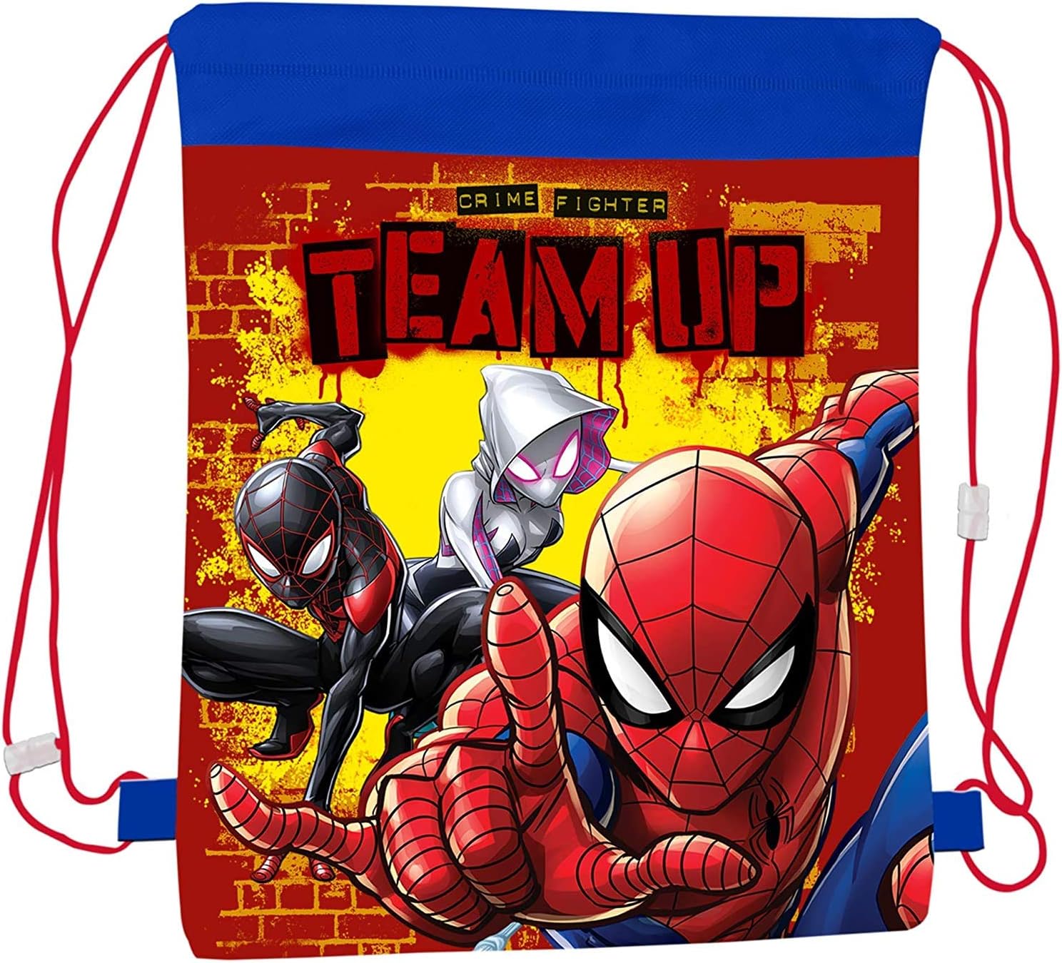 Spiderman Team Up Children's Character Pull String School Gym Shoe Swim P.E. Bag, Spiderman - Team Up