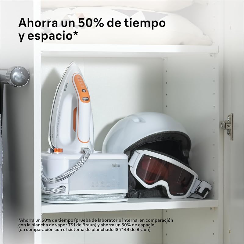 CareStyle Compact Pro Plancha Generadora de Vapor, FreeGlide 3D, Modo iCareMode, Eco y Turbo, Vaporización Vertival, Antigoteo, Depósito Agua 1,5L, 6 bar/400g/min, 2400W, Blanco/Naranja