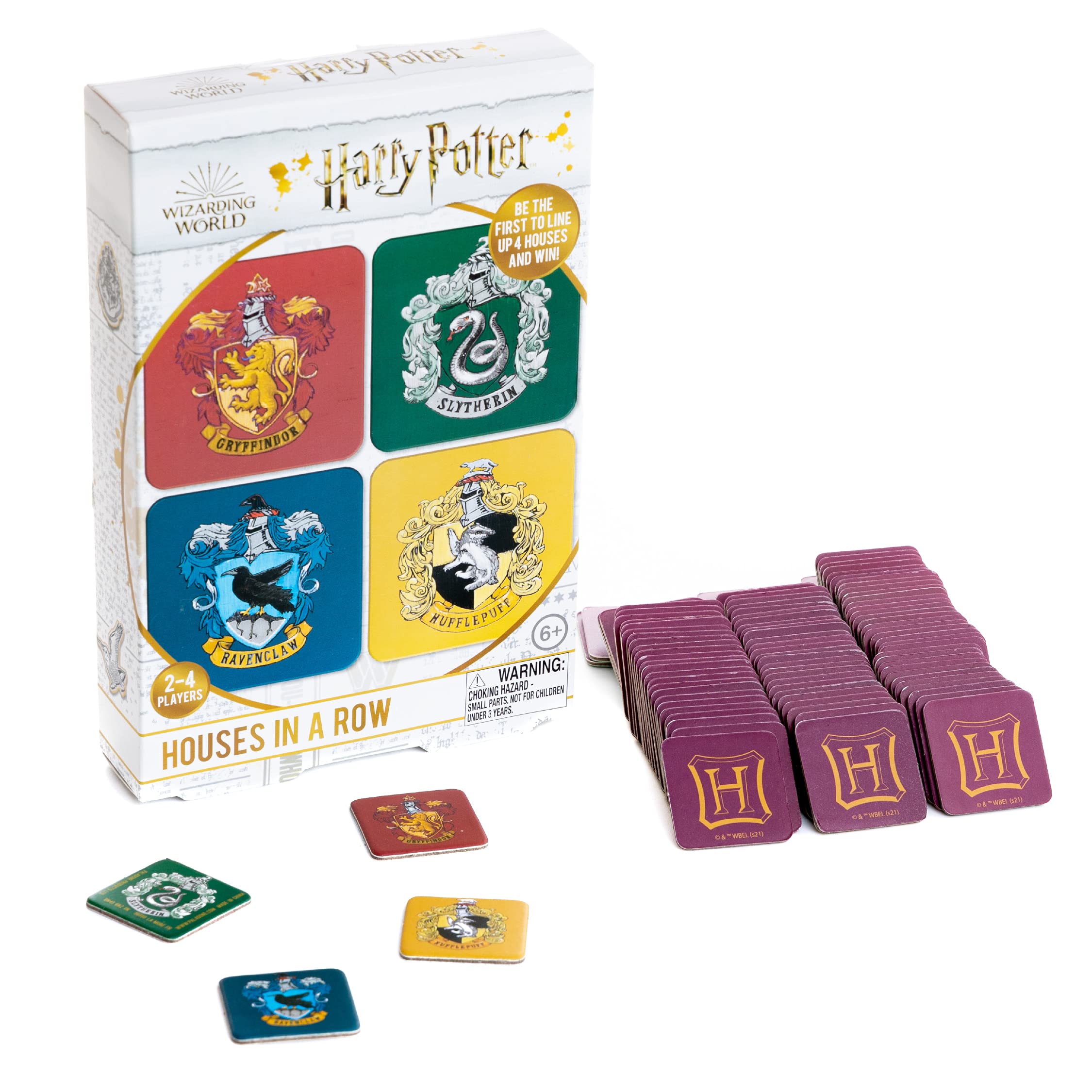 Paladone Hogwarts Houses In a Row Tile Game - Officially Licensed Harry Potter Merchandise