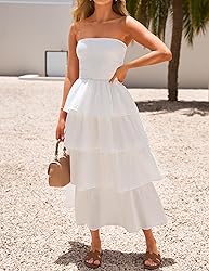 ZESICA Women‘s Summer Boho Strapless Maxi Dress