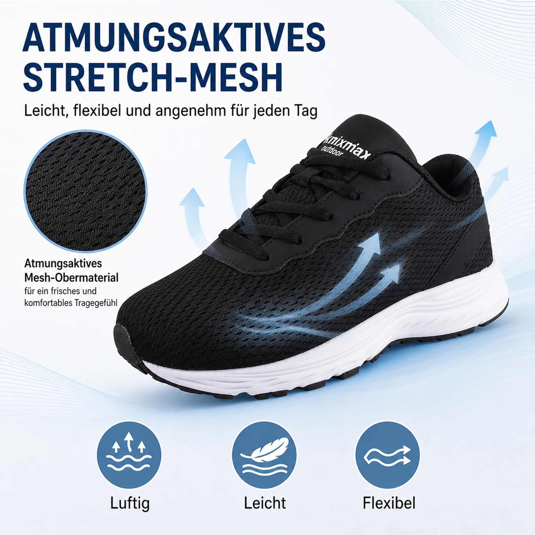 Extra Weit Laufschuhe Diabetiker Schuhe Walkingschuhe Herren Damen Schwarz EU45 3