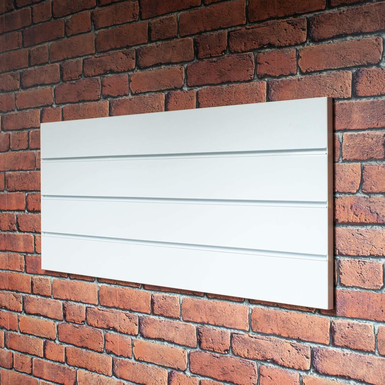 Small Landscape Wall Mounted Slat Wall Panel in White For Shop Display