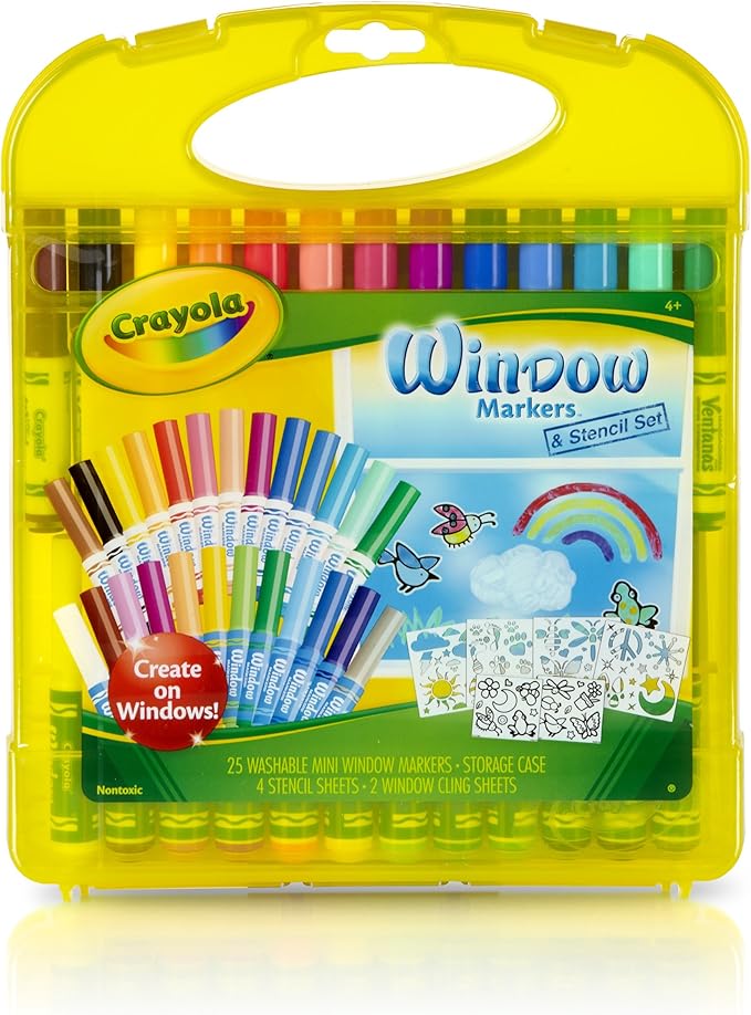 Crayola Window Marker and Stencil Set, 25 Mini Window Markers Amazon