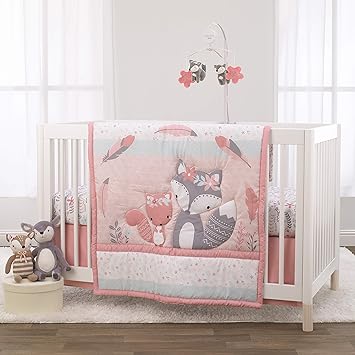 baby pink and grey bedding