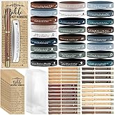 Feifeiya 50 Sets Valentines Christian Gift for Church members Bulk Bible Verse Gel Pens Religious Silicone Wristband Bible Emergency Numbers Bookmarks Sunday School Gift for Student Pastor Men Women