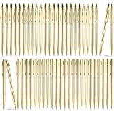 Dimeho 50 Pcs Gold Metallic Slim Ballpoint Pens Retractable Black Ink Mini Conical Pens 1.0mm Penpoint Supplies for Party Favors Christmas Wedding Home Office School Classroom