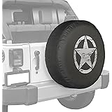 32" Oscar Mike Star - Spare Tire Cover - (Black Denim Vinyl) - Silver Print - Made in the USA - Jeep Wrangler JK