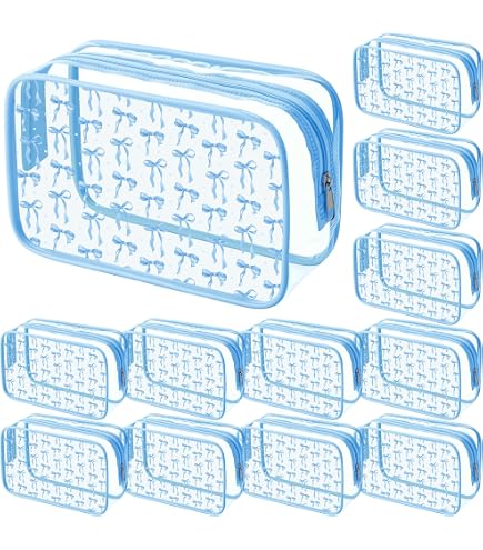 Kacctyen 12 Pcs Clear Makeup Bags Bulk Inspirational Quotes Waterproof Portable with Toiletry Zipper Clear PVC Travel Pouch Encouragement Quotes Bags Appreciation Gift for Mother Nurse (Bow) : Beauty & Personal