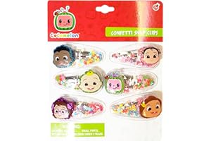 LUV HER Cocomelon Hair Accessories For Girls, 6pc Cute Hair Clips For Girls with Favorite Cocomelon Character Charms, Magical Confetti Hair Clips for Kids, Cocomelon Toys Toddler Hair Accessories Ages 3+