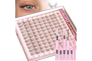 Brown Lash Clusters Kit Natural Dark Brown Eyelash Clusters Wispy Lash Extension Kit Brown Cluster Eyelash Extensions 8-16MM 