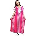 Treasures Of Morocco Moroccan Caftan Women Light Weight Linen Handmade with Embroidery Small To Large Ethnic Design Magenta