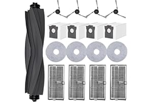 Liwoowe 17 Pcs Replacement for Dreame X40 Ultra / L40 Ultra / L10s Pro Ultra / X30 Ultra Vacuum Cleaner,1 Rubber Main Brush,4 HEPA Filters,4 Dust Bags,4 Mop Pads,4 Side Brushes Accessories Kit