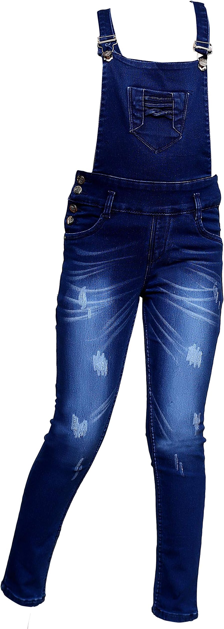 FNOCKSGirls Casual WEAR Slim FIT Trendy Denim Dungaree Capri (Navy Blue, 6-7 Years)