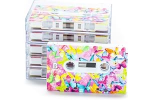 FYDELITY Butterfly Cassette Tape Blank Cassette Tapes for Recording Blank Audio Tapes Clear Audio Cassette Tape Color Cassettes Tapes Empty Cassette Tape Recordable Tapes- 5 Pack 60 Minute