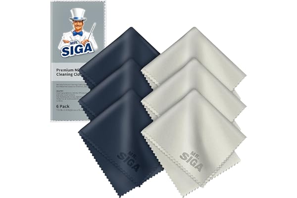 MR.SIGA Premium Microfiber Cleaning Cloths for Lens, Eyeglasses, Screens, Tablets, Glasses, 6 Pack, 6 x 7 inch
