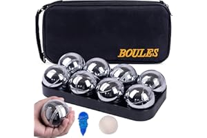 WodGod Boules Game Set – 8 Stainless Steel Balls with Carry Case, Target Ball & Measuring String, Classic Petanque Game Set f