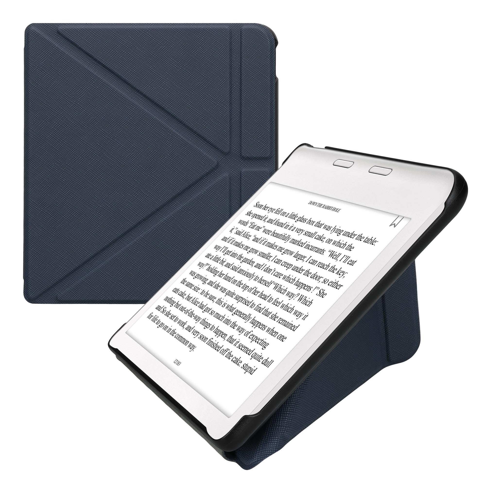 kwmobile Origami Cover for Kobo Libra Colour Case - Slim PU Leather eReader Cover with Stand and auto sleep funktion - Dark Blue