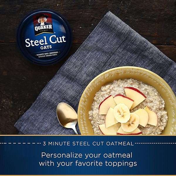 QUAKER STEEL CUT OATMEAL, QUICK 3 MINUTES TO PREPARE, BREAKFAST CEREAL, 25 OZ