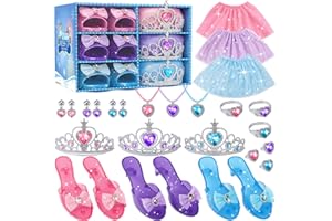 GENERIC Princess Costume For Girls, Princess Dress Up For Girls 4-6 Years Old, Toddler Dress Up Toys with Tiara, Shoes & Jewelry for Girl Birthday Gift