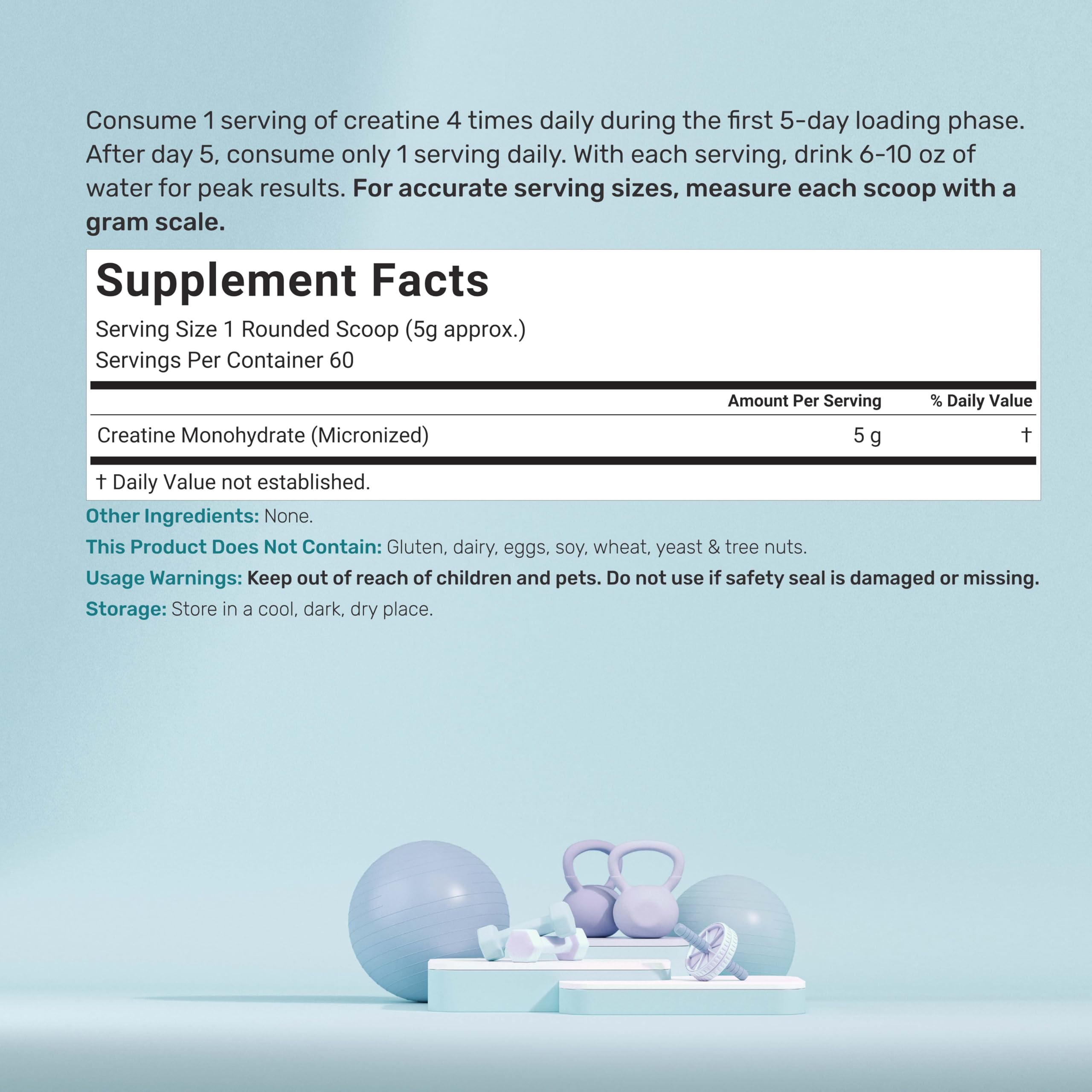 DEAL SUPPLEMENT Instant Creatine Monohydrate Powder, 5g Per Serving – 60 Servings | Micronized, Unflavored, Fast Absorbing Formula | Filler Free, Non-GMO, Keto Friendly, Vegan