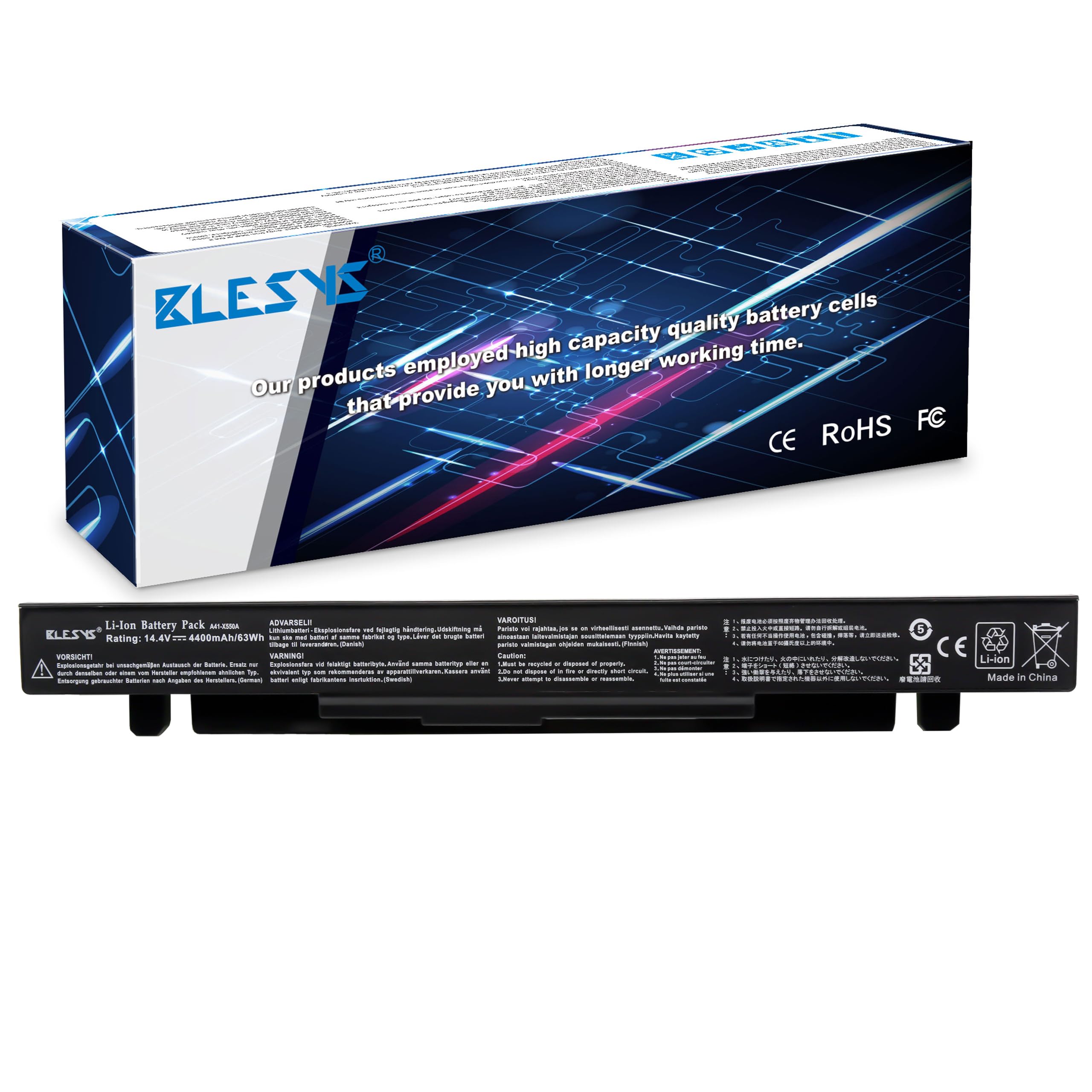 BLESYS 4400mAh A41-X550A Laptop Battery for ASUS X550C X550 X550CA X550CC X550E X550L X552C X552CL X550CL X550EA X550J X550LA X550LB X550LC X550LD X550V X550VB X550VC X550VL Series
