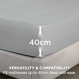 Bedsure Super King Fitted Sheet Deep Pocket 40cm Grey 180x200cm view 3