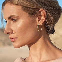 Gacimy 14K Gold Plated Hoop Earrings for Women, 14K